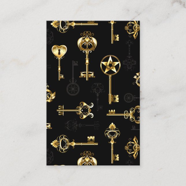 Seamless Pattern with Golden Keys Business Card (Front)