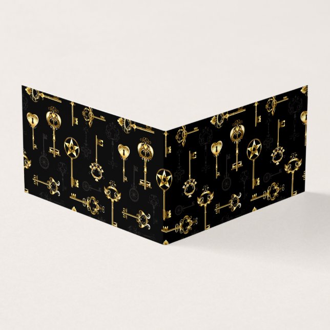 Seamless Pattern with Golden Keys Business Card (Outside)