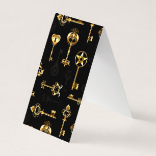 Seamless Pattern with Golden Keys Business Card