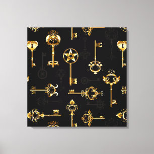 Seamless Pattern with Golden Keys Canvas Print