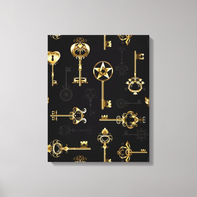 Seamless Pattern with Golden Keys Canvas Print (Front)