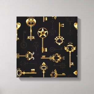 Seamless Pattern with Golden Keys Canvas Print