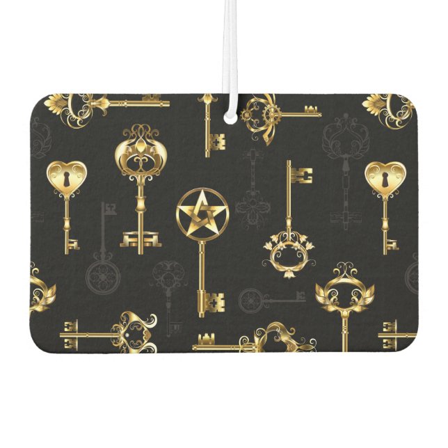 Seamless Pattern with Golden Keys Car Air Freshener (Front)