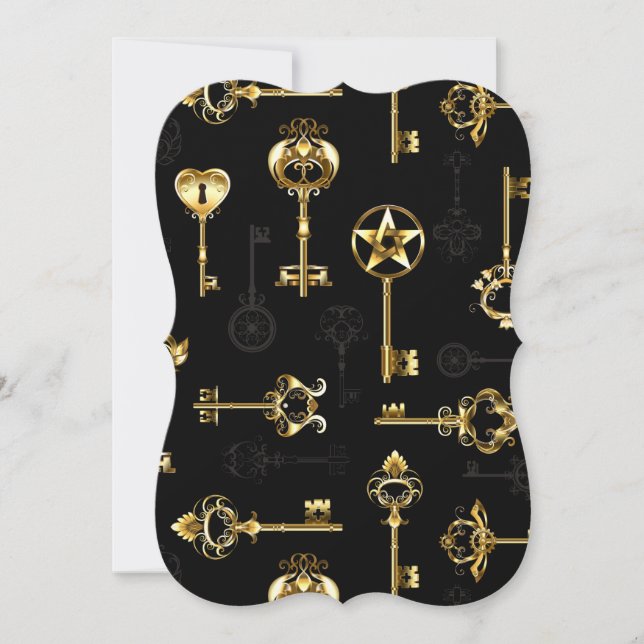 Seamless Pattern with Golden Keys Card (Front)