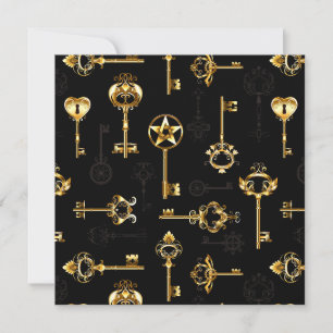 Seamless Pattern with Golden Keys Card