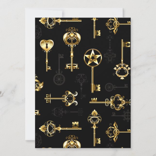 Seamless Pattern with Golden Keys Card (Front)