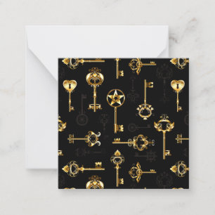 Seamless Pattern with Golden Keys Card
