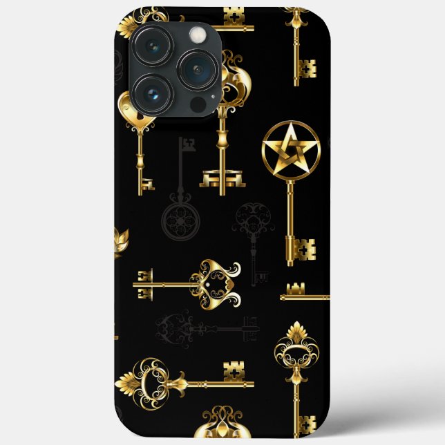 Seamless Pattern with Golden Keys Case-Mate iPhone Case (Back)