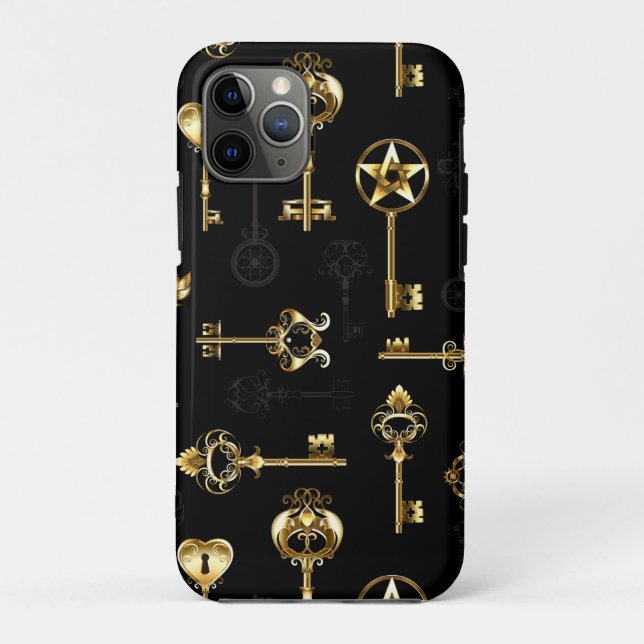 Seamless Pattern with Golden Keys Case-Mate iPhone Case (Back)