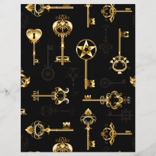 Seamless Pattern with Golden Keys Custom Letterhead