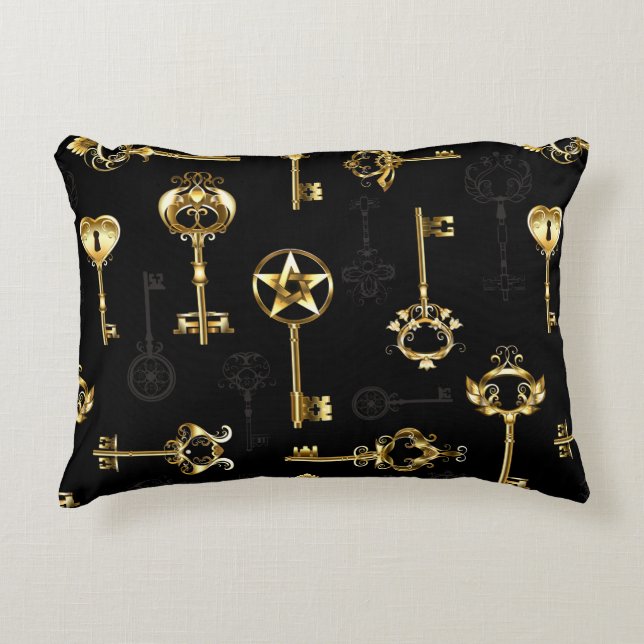 Seamless Pattern with Golden Keys Decorative Cushion (Front)