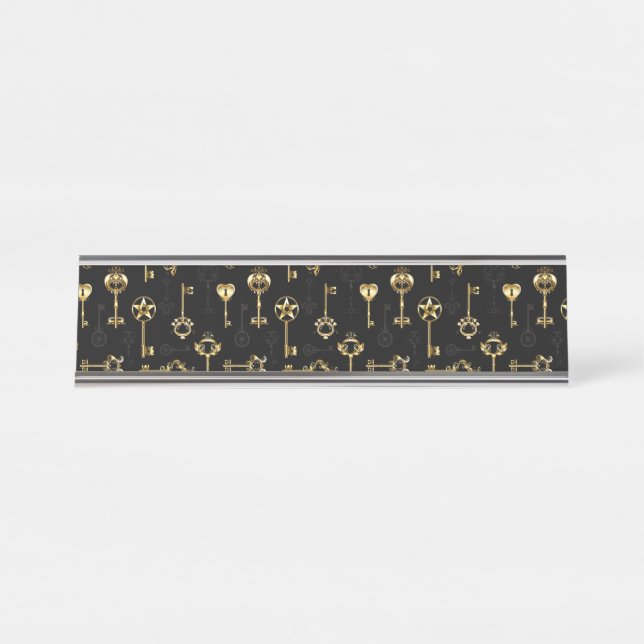 Seamless Pattern with Golden Keys Desk Name Plate (Front)