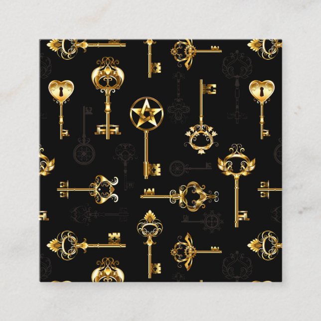 Seamless Pattern with Golden Keys Discount Card (Front)