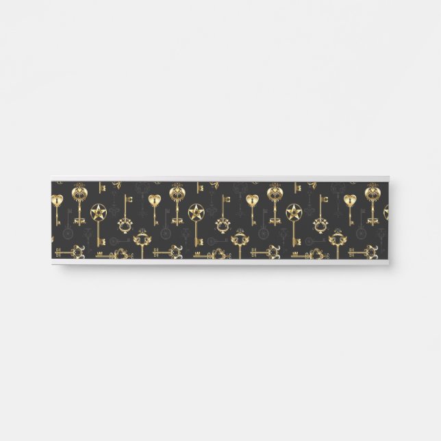 Seamless Pattern with Golden Keys Door Sign (Front)