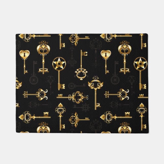 Seamless Pattern with Golden Keys Doormat (Front)