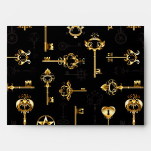 Seamless Pattern with Golden Keys Envelope