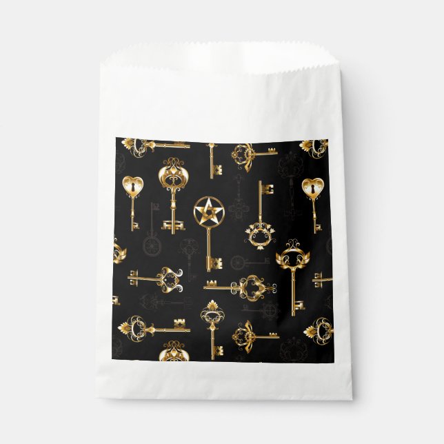 Seamless Pattern with Golden Keys Favour Bags (Front)