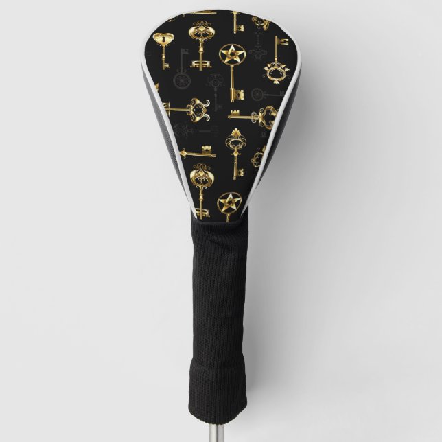 Seamless Pattern with Golden Keys Golf Head Cover (Front)