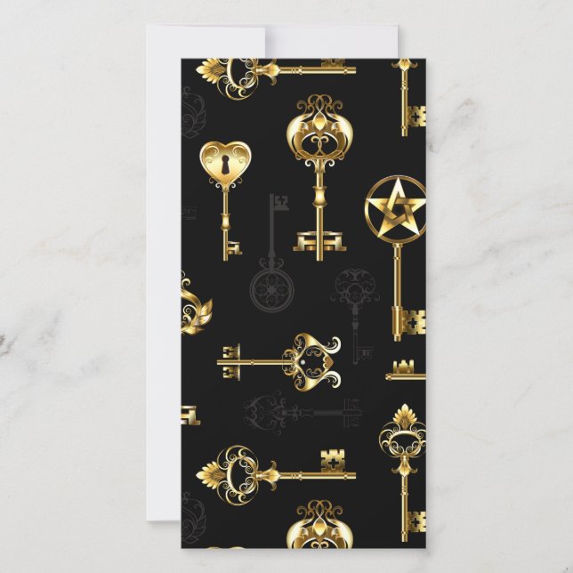Seamless Pattern with Golden Keys Holiday Card (Front)