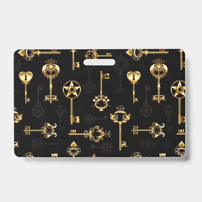 Seamless Pattern with Golden Keys ID Badge (Front)
