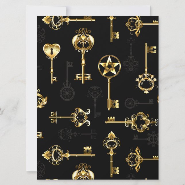 Seamless Pattern with Golden Keys Invitation (Front)