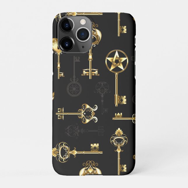 Seamless Pattern with Golden Keys iPhone Case (Back)