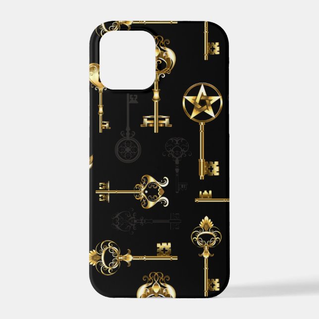 Seamless Pattern with Golden Keys iPhone Case (Back)