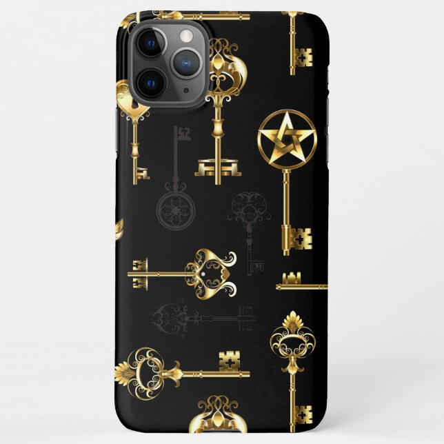 Seamless Pattern with Golden Keys iPhone Case (Back)
