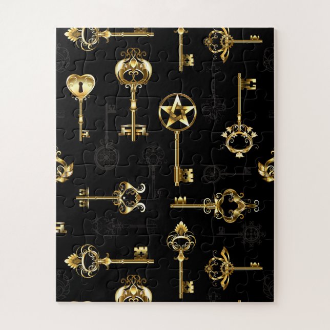 Seamless Pattern with Golden Keys Jigsaw Puzzle (Vertical)