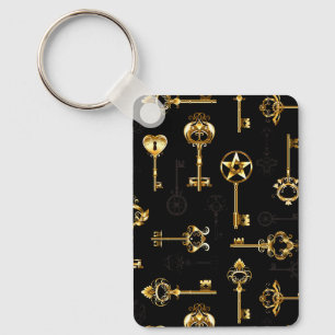 Seamless Pattern with Golden Keys Key Ring