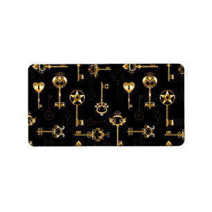 Seamless Pattern with Golden Keys Label
