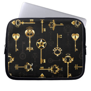 Seamless Pattern with Golden Keys Laptop Sleeve