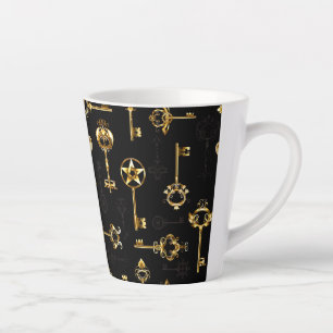 Seamless Pattern with Golden Keys Latte Mug