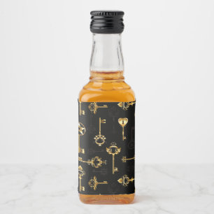 Seamless Pattern with Golden Keys Liquor Bottle Label