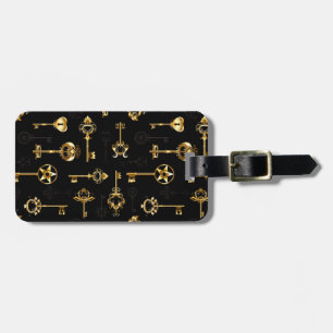 Seamless Pattern with Golden Keys Luggage Tag