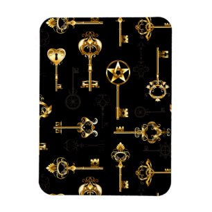 Seamless Pattern with Golden Keys Magnet
