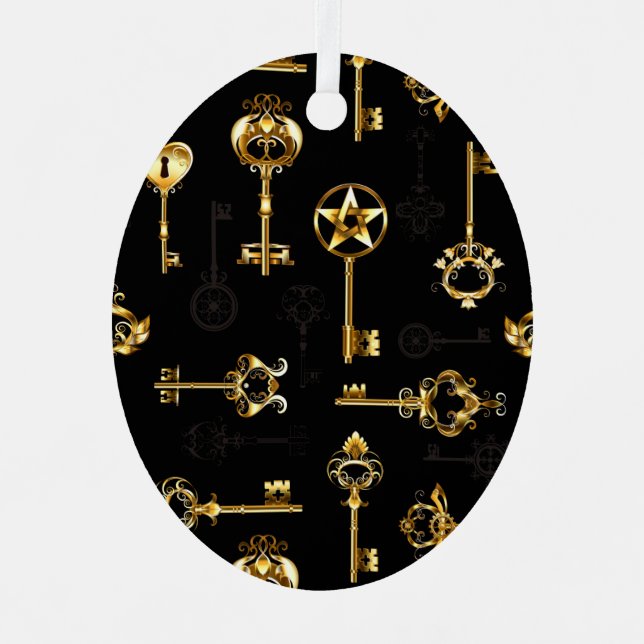 Seamless Pattern with Golden Keys Metal Tree Decoration (Front)