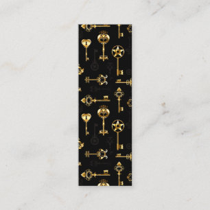 Seamless Pattern with Golden Keys Mini Business Card