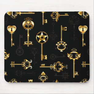 Seamless Pattern with Golden Keys Mouse Mat
