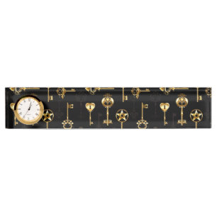 Seamless Pattern with Golden Keys Nameplate