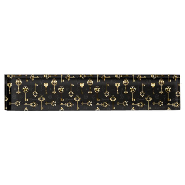 Seamless Pattern with Golden Keys Nameplate (Front)
