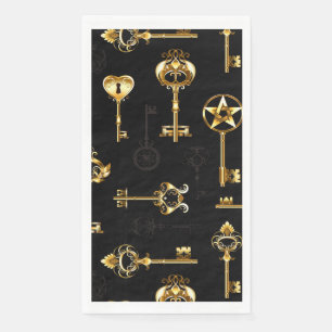 Seamless Pattern with Golden Keys Napkin