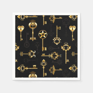 Seamless Pattern with Golden Keys Napkin