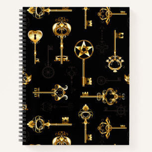Seamless Pattern with Golden Keys Notebook