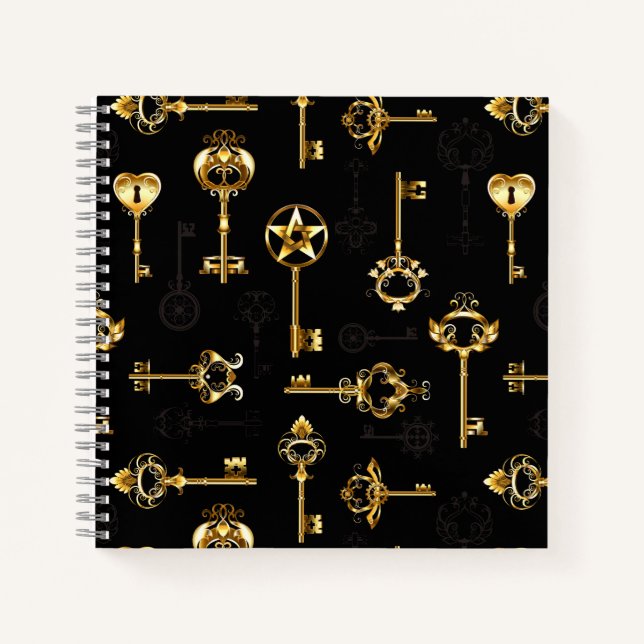 Seamless Pattern with Golden Keys Notebook (Front)