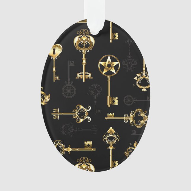 Seamless Pattern with Golden Keys Ornament (Front)