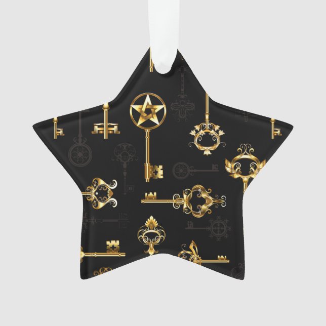 Seamless Pattern with Golden Keys Ornament (Front)