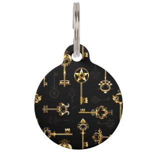 Seamless Pattern with Golden Keys Pet Tag