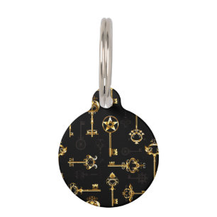 Seamless Pattern with Golden Keys Pet Tag