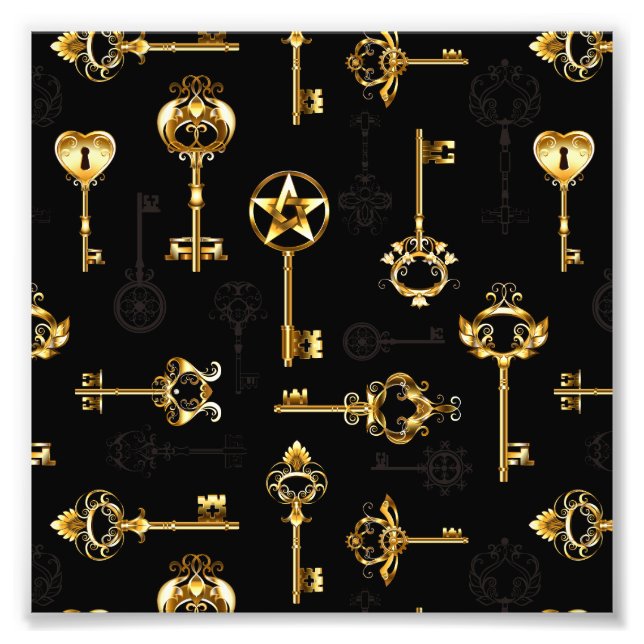 Seamless Pattern with Golden Keys Photo Print (Front)